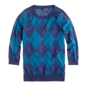 J. CREW Tippi Sweater in Argyle Navy {JJ11}
